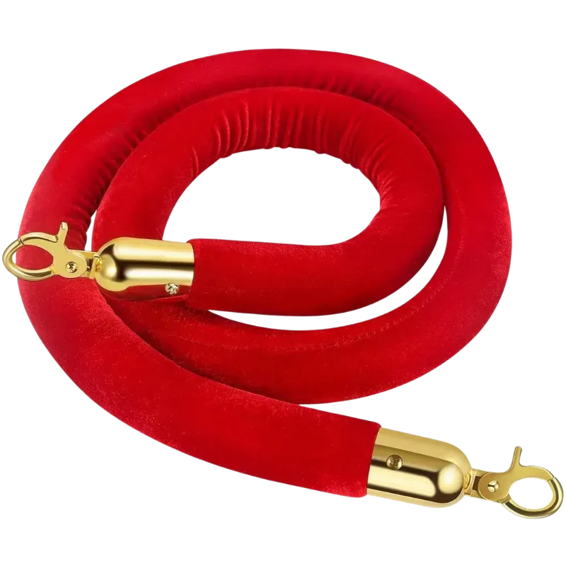 Red velvet rope with gold end caps